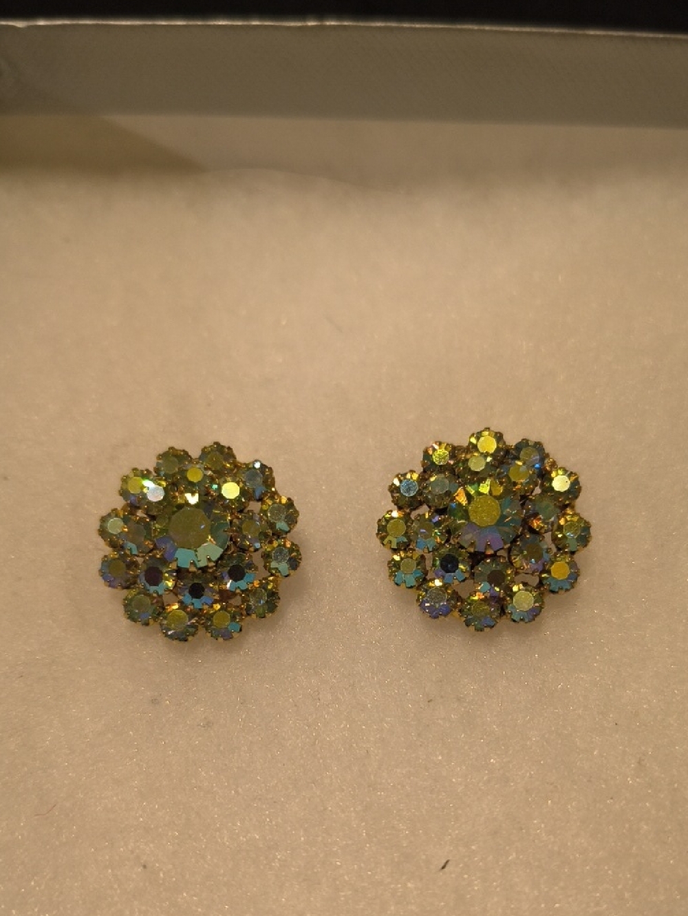 Albert Weiss Aurora Green Crystal Cluster Stud Earrings